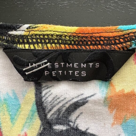 Investments Petites Abstract Floral Multicolor Short Sleeve Top – Size Large EUC - Picture 5 of 7